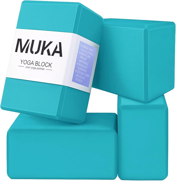 Muka 4 Pack Yoga Blocks 4x6x9 Inch, High Density EVA Foam Yoga Brick for Meditation, Pilates