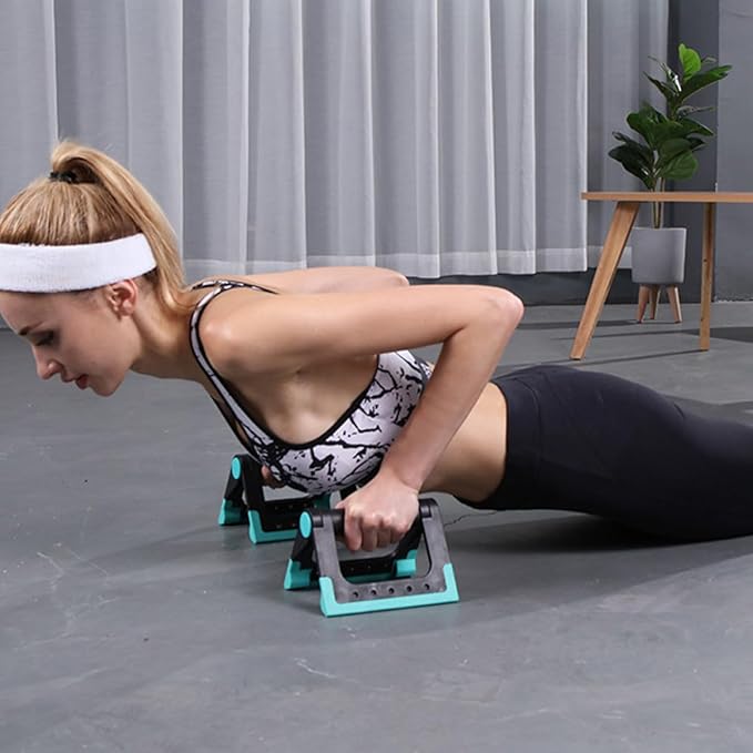 Toyvian Push-up Bars Indoor Exercise Equipment Pair, Blue Push-up Holder with Non-slip Base for Home Fitness Strength Training and Muscle Workout