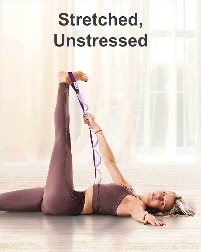 Tumaz Stretching Strap - 10 Loops & Non-Elastic Yoga Strap - Perfect Home Workout Stretch Strap for Physical Therapy, Yoga, Pilates, Flexibility