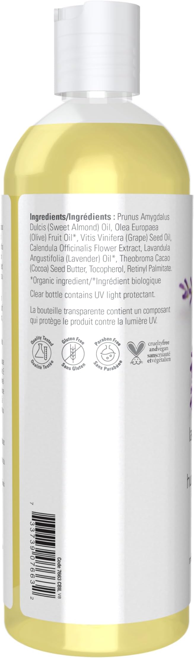 NOW Foods Solutions, Lavender Almond Massage Oil, Vitamin Infused Blend, Therapeutic and Soothing, 16-Ounce