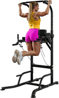Pull Up Bar Power Tower Dip Station, Adjustable Strength Training Equipment for Home Gym Workout, Multi-Function Pull Up and Dip Bar