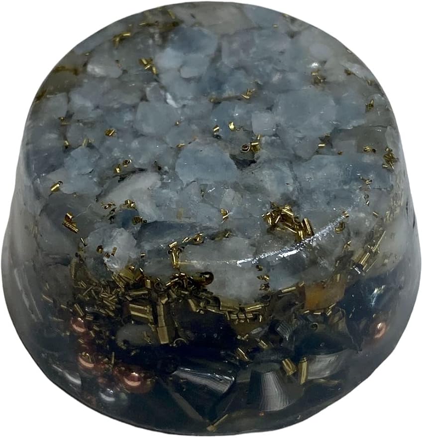 Calcite Blue Orgone Generator Energy Accumulator 528Hz/7.83Hz/Advance Harmonics Many Beautiful Ingredients and Colors!(Calcite Blue)