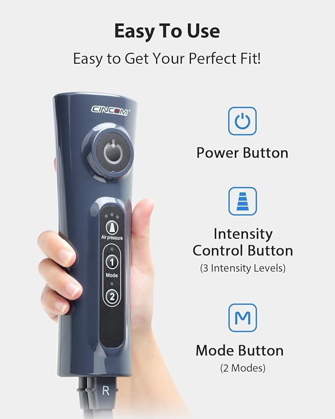 CINCOM Leg Massager for Circulation and Pain Relief, Air Compression Calf Massager with 2 Modes 3 Intensities Helpful for RLS Edema and Muscle Soreness