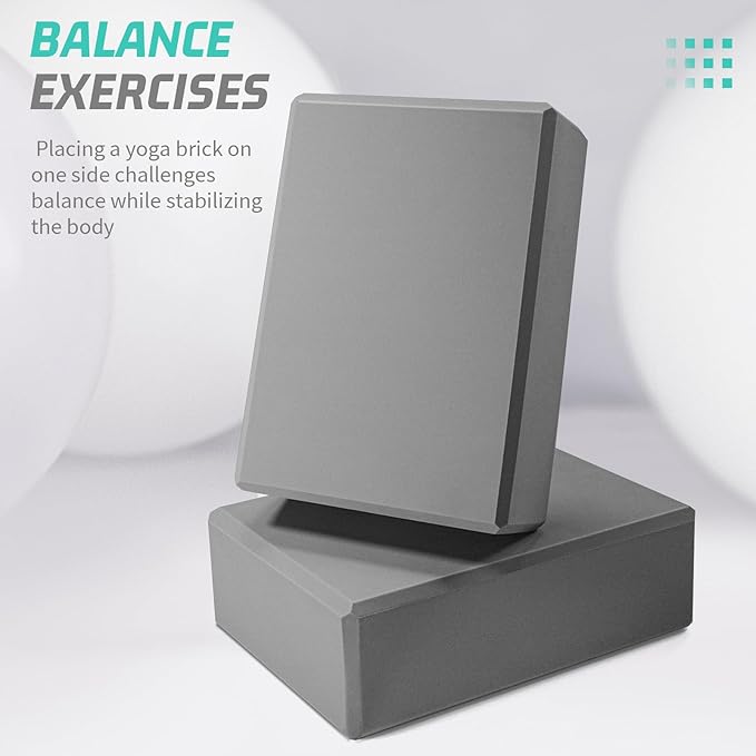 Yoga Blocks 4 Pack - Premium 3"x6"x9" EVA Foam Bricks for Pilates Workout, Stretching, Meditation | Non-slip and Lightweight Yoga Bricks for Flexibility, Balance, Spine Strength