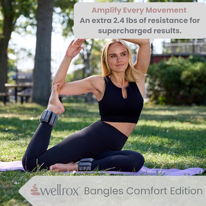 Wellrox Weighted Bangles – Adjustable Ankle and Wrist Weights for Women & Men – Set of Ankle Weights 2 lbs (1 lb Each Wrist Weight) | Weighted Arm Bands for Pilates, Yoga, Running & Walking