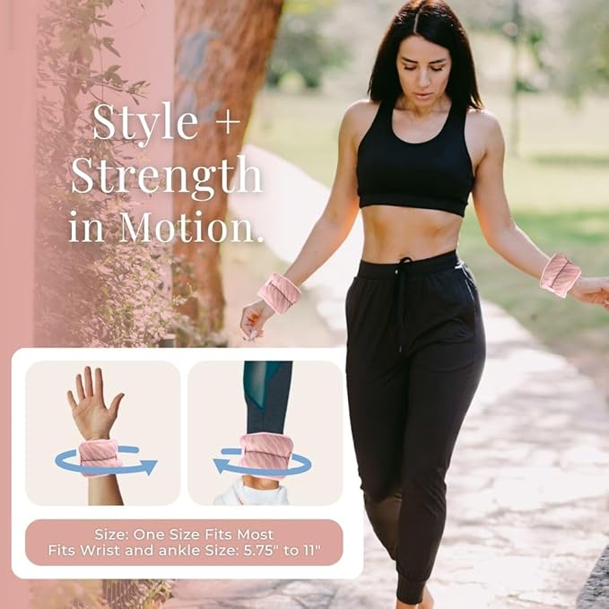 Wrist & Ankle Weights for Women, Ideal for Fitness Workout, Gym, Pilates, Dance, or Yoga, Includes Exercise Guide & Mesh Travel Bag, 1 Pair, 1 Lb Each, Pink Zebra Print