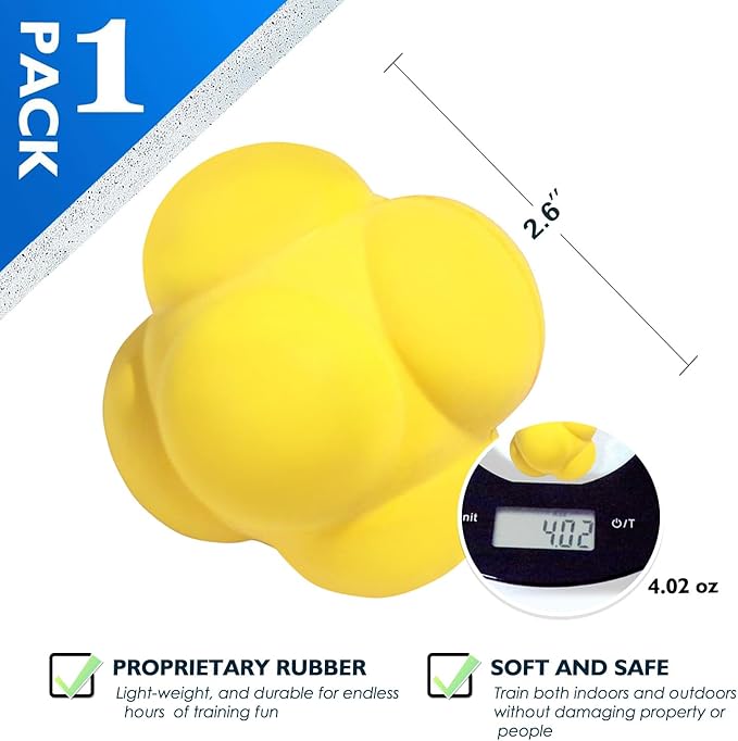 GSE Games & Sports Expert Sports Reaction Balls, Reactivity Ball for Field Training, Agility Trainer for Baseball, Rubber Bounce Balls for Hand-Eye Coordination & Speed Reflex Training