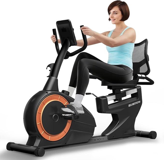 Recumbent Exercise Bike, Recumbent Bike for Home, Recumbent Stationary Bike 350LBS Weight Capacity, Magnetic Recumbent Bike with Smart APP, LCD Monitor, Heart Rate Handle