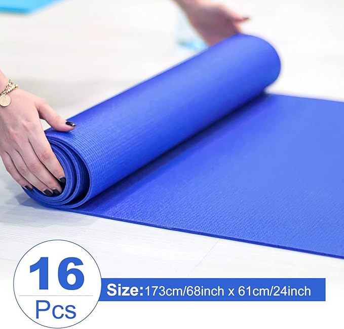 24 Pack 3 mm Thick Yoga Mat Bulk, Non Slip Exercise Workout Fitness Pad for Women Men, Gym Home Yoga Pilates, Easy to Clean, Sturdy PVC