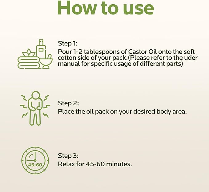 40 Pcs Castor Oil Pack Wrap: Organic Cold Pressed Castor Oil 8Fl Oz with Disposable Patches - Self-Adhesive Anti Leakage Patch for Liver Stomach Belly Button