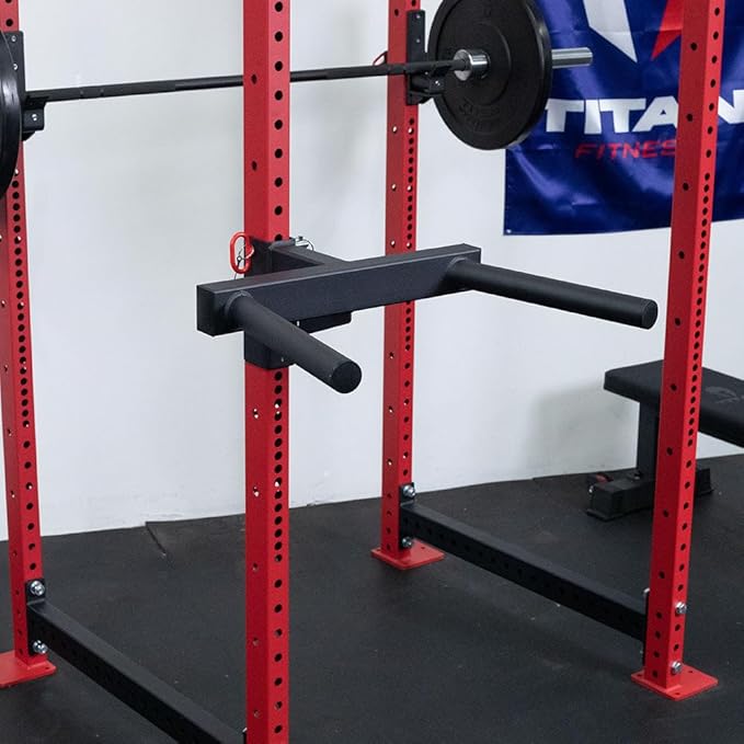 Titan Fitness Y-Dip Bar Fits T-3 Series Power Racks, Rack Mounted Dip Attachment, 500 LB Capacity, Dip Bar Station for Tricep Dips, Bodyweight Training, Calisthenics, Squat Rack
