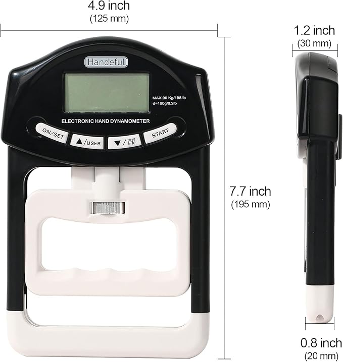 Handeful Grip Strength Tester Trainer - Dynamometer Handgrip Measurer Meter, Handheld Strengthener Exerciser for Sports, School, and Home Use