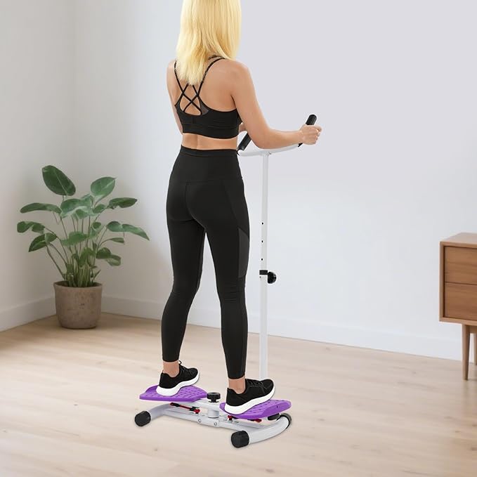 Waist Twisting Machine with Handlebar, Ab Twist Board with Adjustable Height Handle, 330 lbs Capacity Waist Twister for Women Belly Fat, Home Gym Exercise Equipment for Slim Waist(Purple)