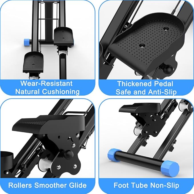 Folding Stair Stepper for Home, Vertical Climber Exercise Machine with Adjustable Handlebars & Monitor, Compact Full Body Cardio Climber for Apartment, 265 lbs Capacity