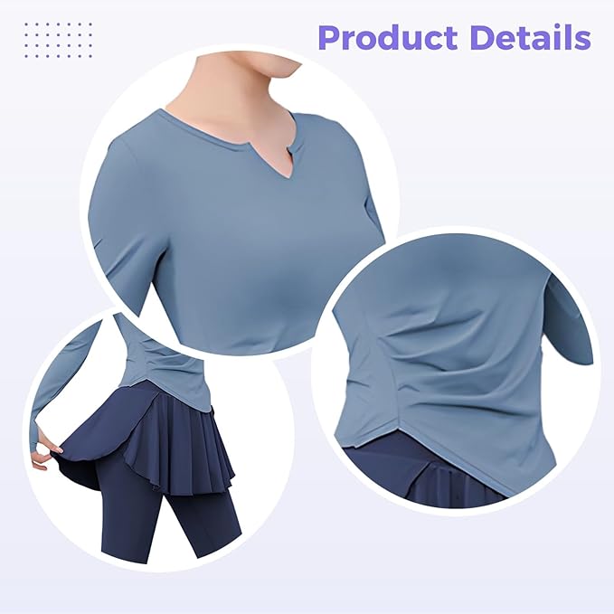 Ideal Pilates Outfits, Black Piece Two Set For Women, Sets Piece 2 Xxl, Top Sleeve Long Includes And Skirt With Leggings, Breathable, Sweat-Wicking, Best For 135-150