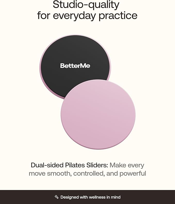 BetterMe Pilates Sliders – Dual-Sided Exercise Sliders for Core Training – Compact Workout Gliders for Home Fitness, Abs & Full Body Workouts