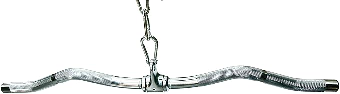 qibylift Barbell Multi-Exerciser Cable Attachment For Cable Machines, Lat Pull Down Bar Cable Machine Attachments, Tricep Press Down Bar, Revolving Straight Curl Pulldown Bar with Rotating & Rubber Handle Grips
