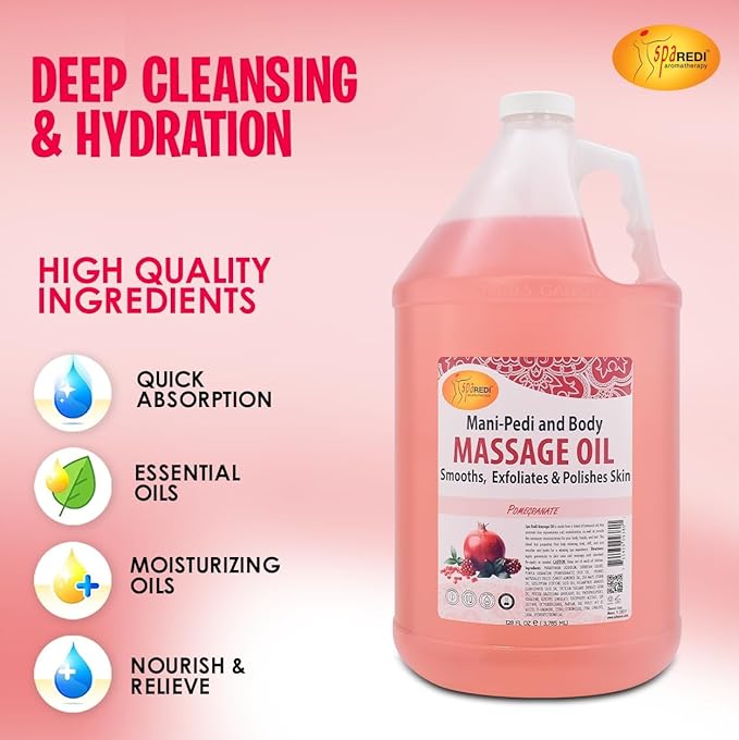 SPA REDI Professional Massage Oil - Multi-Sensory Massage Medium with Performance Glide, Premium Feel for Uninterrupted, Long-Lasting Glide and a Luxurious, Skin-Nourishing Experience - 1 Gallon