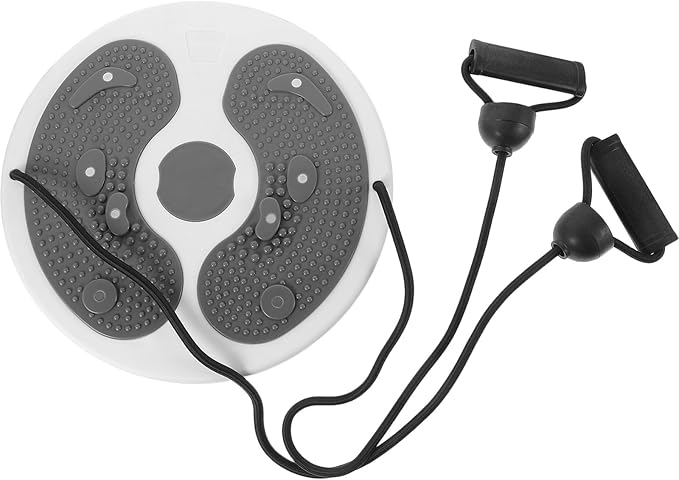 Slimming Waist Trainer Twisting Disc with Rope, Gray Plastic Body Shaping Massage Board for Home Fitness and Abdominal Exercise