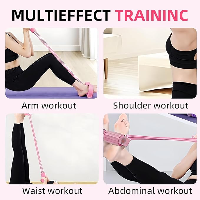 Fashion Puller Exercise,4-Tube Home Workout Pedal Resistance Bands with Handles,Manual Tension Pedal Elastic Band,Multifunction Elastic Yoga ResistanceBand,Pedal Ankle Puller Foot StretchingBand