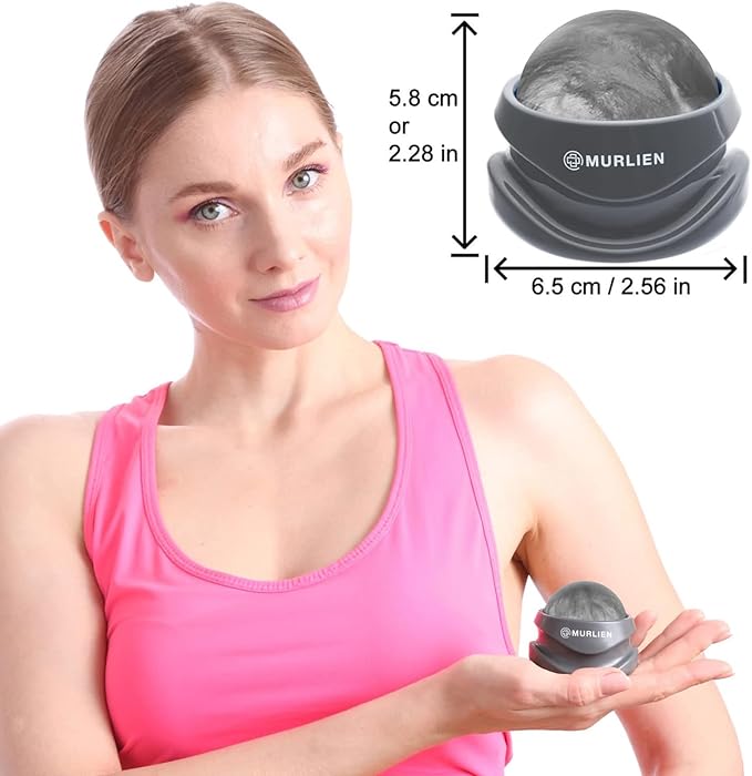 Massage Roller Ball, Tight and Sore Muscles Relief, Manual Massager, Alleviating Shoulder, Arms, Back, Legs, Calves or Muscle Tension - Gray