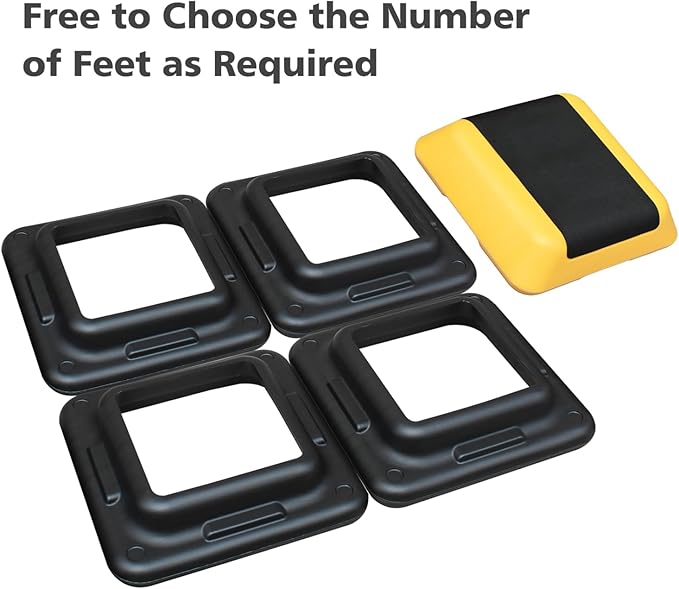 Height-Adjustable Step Aerobics Platform Fitness Equipment Stepper Trainer Exercise Step Platform with 4 Riser Yellow Plastic Yellow Adjustable Height Riser Home Gym Essential