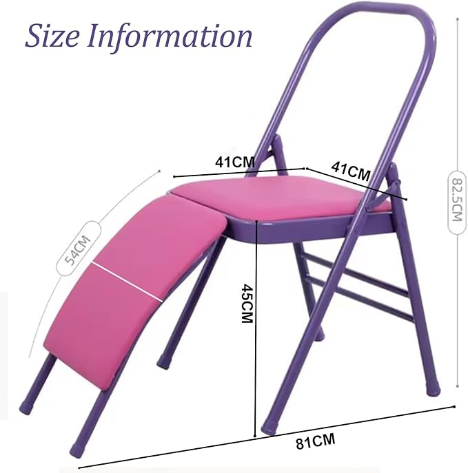 Yoga Auxiliary Chair, Yoga Chairs for Adults with Lumbar Back Support, Yoga Chair for Balance，Easy Storage，Strong Load-Bearing Capacity，as a Stool or a Meditation Chair，Load300kg(Pink)