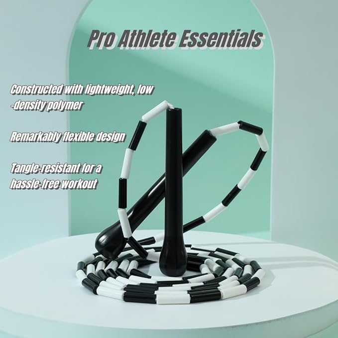 Experience Smooth and Adjustable Jumping with the IDOU Beaded Jump Rope - Unbreakable Handles, Tangle-Free Rotation, and Customizable Length. The Ultimate Fitness Companion!
