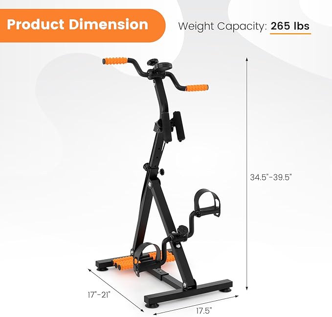 GYMAX Pedal Exercise Bike for Seniors, Hand Arm Leg and Knee Fitness Machine with Massage, LCD Monitor, Adjustable Height and Length for Total Body, Home Exercise Equipment for Elderly