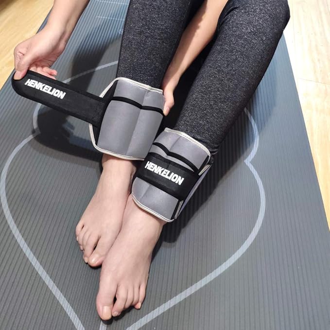 Henkelion 1 Pair 2 3 5 10 Lbs Adjustable Ankle Weights for Women Men Kids, Strength Training Wrist and Ankle Weights Sets for Gym, Fitness Workout, Running, Lifting - Black Grey Pink Blue Purple