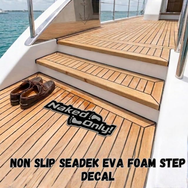 Naked Feet Only Decal Non-Slip EVA Foam Decal for Boat Gunwales & Ladders, 6mm Brushed Marine Grade Anti-Skid Adhesive Pads SeaDek Technology - Black/Red