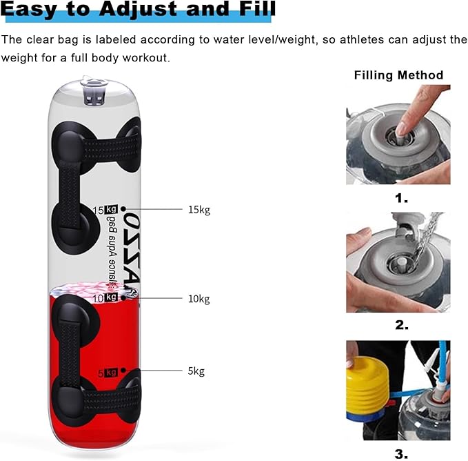 Portable Workout Water Bag Folding, Home Gym Weight Dumbbells Training Equipment, Clear Yoga Sandbag Tool with Pump, 10-35 Kg Sport Weights Bag (Color : 30kg)