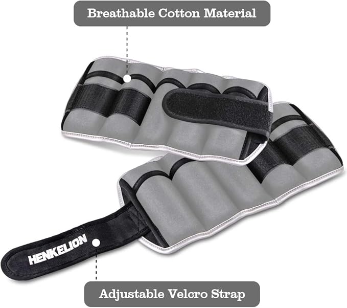 Henkelion 1 Pair 2 3 5 10 Lbs Adjustable Ankle Weights for Women Men Kids, Strength Training Wrist and Ankle Weights Sets for Gym, Fitness Workout, Running, Lifting - Black Grey Pink Blue Purple