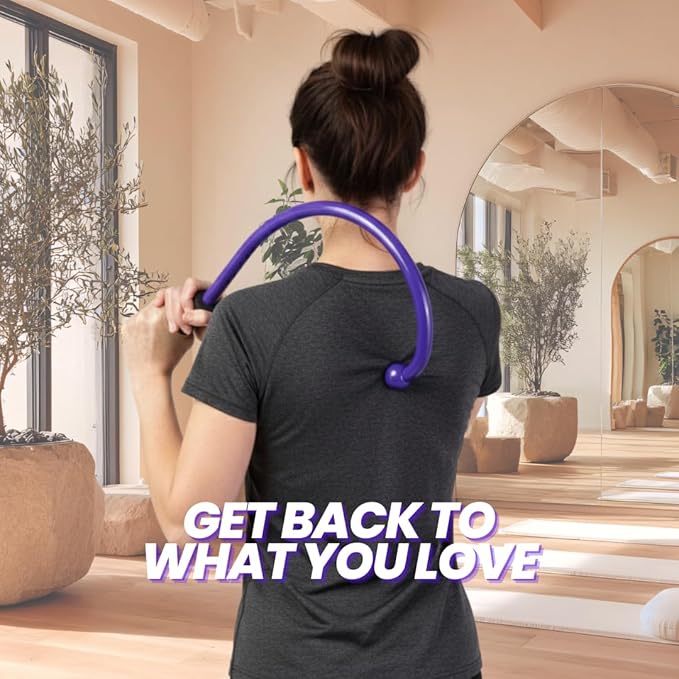 QFlex Back Massager Hook - Trigger Point Self Massage Tool for Neck, Shoulder & Muscle Knot Relief - Deep Tissue Massager Stick - As Seen on Shark Tank - Made in USA