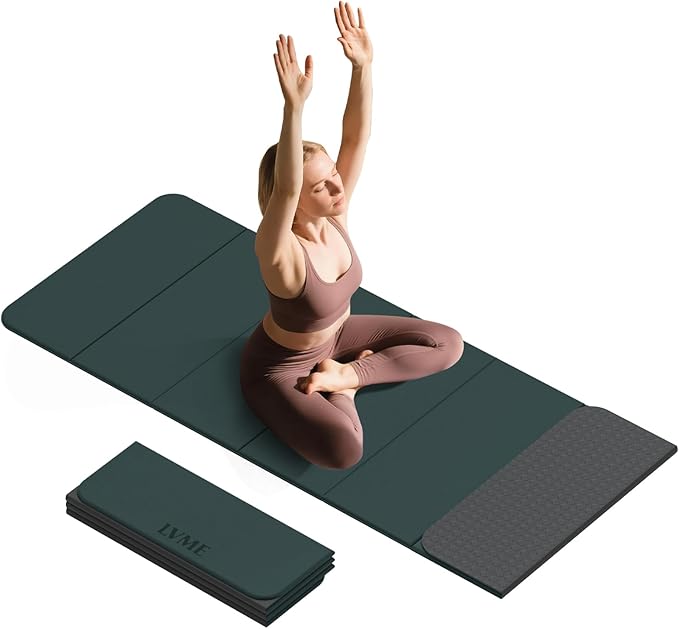 Foldable Yoga Mat, 0.32 inches Thick(8mm), SGS Certified, Non Slip, 71 x 24 inches, Foldable for Travel, Pilates, Camping, Environmental Sports Mat, Odorless TPE Material