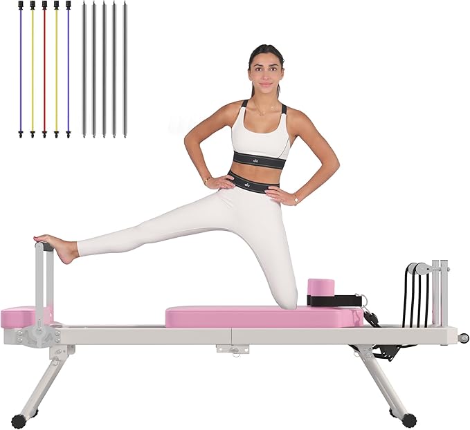 soges Foldable Pilates Reformer Machine for Home Gym, Pilates Workout Equipment for Beginner, Cardio Fitness High Strength Rebounder