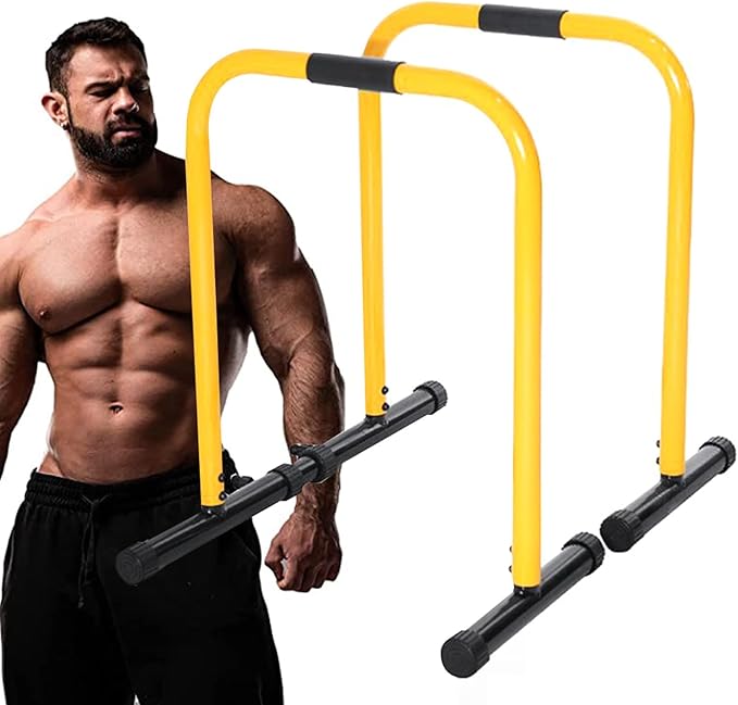 Adjustable Height Strength Training Dip Stands Station, Home Gym Fitness Workout Dip bar Station,Tricep Dips, Pull-Ups, Push-Ups