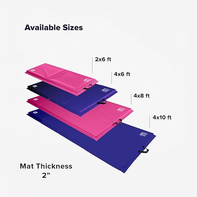 We Sell Mats - 4 ft x 8 ft x 2 in Premium Personal Fitness & Exercise Mat for Home Workout - Lightweight and Folds for Carrying – All Purpose Home Gym Mat – Thick Mat for Yoga, Pilates, Stretches