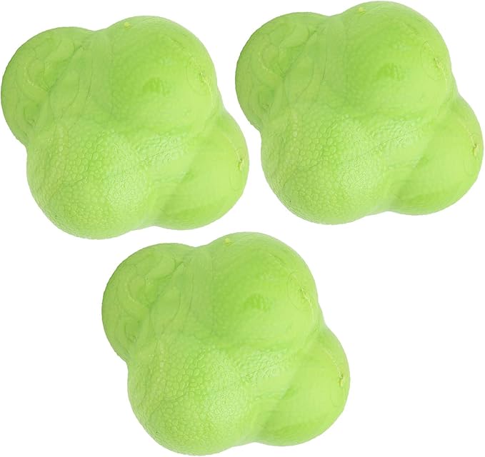 Drfeify 3Pcs Bounce Reaction Balls Ball Set for Training & Coordination HexShaped with TPR Material for Multisport Athletes