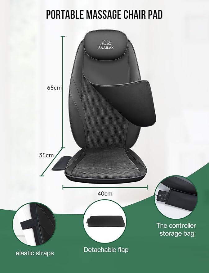 Snailax Back Massager with Heat, Gifts for Men, Women, Electric Deep Tissue Kneading Full Body Massage Chair for Back Pain, Home, Office Use, App Control