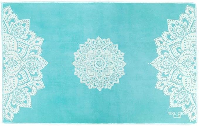yogadesignlab | The Hand Towel | Premium Non Slip Hand Towel | Designed in Bali | Colorful Eco Printed + Quick Dry + Soft | Hot Yoga, Bikram, Ashtanga, Sport, Barre, Travel (Mandala Turquoise)