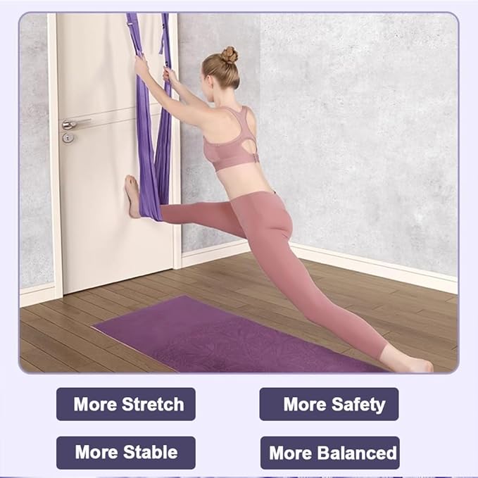 Leg Stretcher Strap - Yoga Stretching Strap,Yoga Door Swing,Backbend Training Rope with Door Anchor, Flexibility Trainer Stretching Equipment Assist Stretch Strap for Fitness Gymnastics Dance Aerial Ballet (purple)