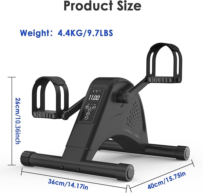 12-Levels Mini Exercise Bike Under Desk with LCD Display, Quiet Electric Bidirectional Bicycle Pedals for Home for Seniors, Stationary Bike Under Desk for Leg & Arm Physical Therapy Exerciser
