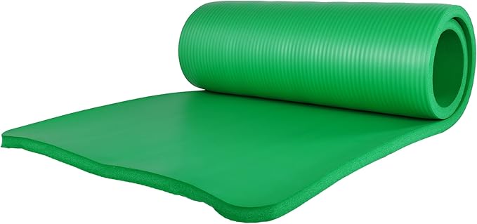 BalanceFrom 71x24 Inches Yoga Mat with Knee Pad and Optional Blocks – Extra 1-Inch Thick Non-Slip Foam with Anti-Tear Surface and Carrying Strap for Home, Studio, or Gym Workouts