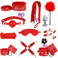 Novelty 12 Piece Leather Multi-Purpose Pilates Training Set (Red), Indoor Hip and Wrist Sports Fun Dice Accessories, Couple Gift