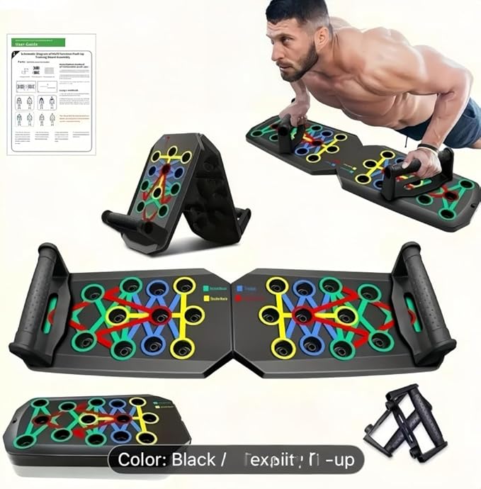 28 in 1 Push Up Board, Foldable Multi-Functional Pushup Stands System, Professional Floor Chest Muscle Training Equipment Home Gym for Men and Women, Gift for Fitness Enthusiasts