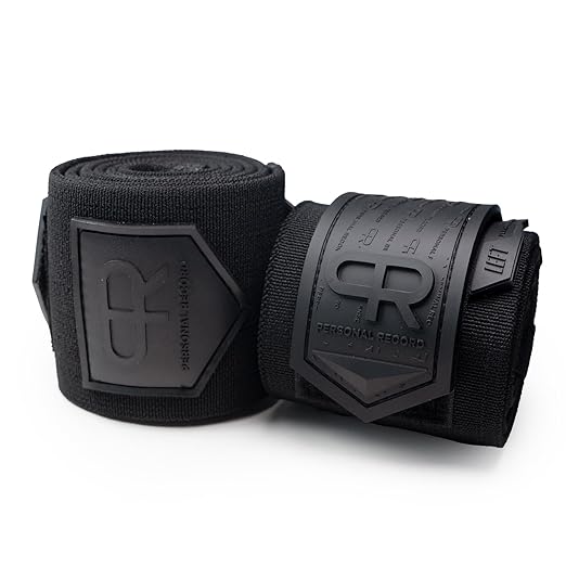 Elbow Wraps for Weightlifting - Heavy Duty Construction, 25% More Elasticity, Reinforced Stitching, Extra Wide Fastener, Easy to Adjust, All Black