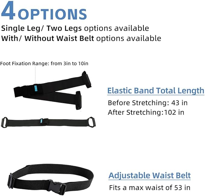 Stretch Bands for Exercise – Leg Stretching Strap for Physical Therapy, Hands-Free/Manual Options for Elderly Rehabilitation Bedridden Patients Lower Limb Myasthenia Surgery Recovery (2 Feet)