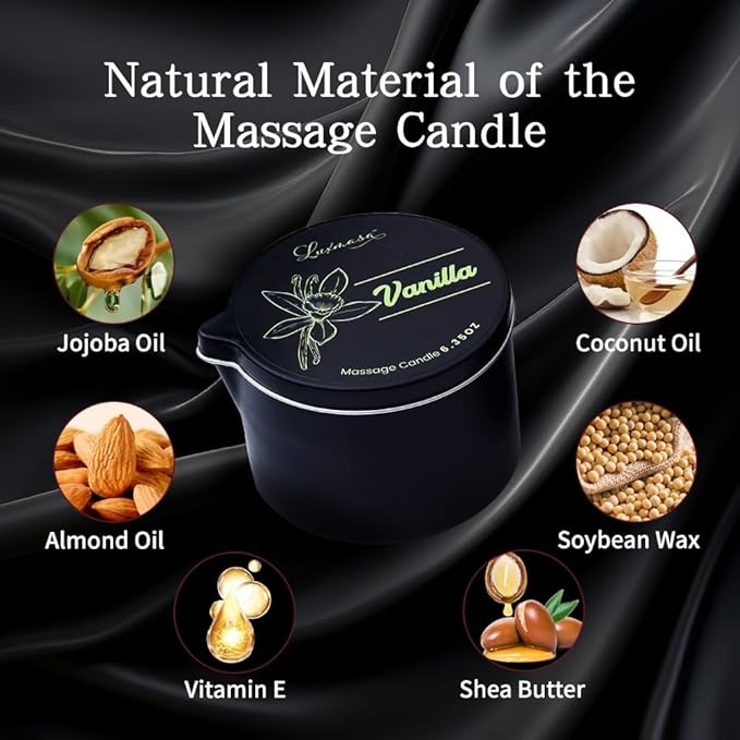 Scented Massage Oil Candle for Body SPA, Low Temp Massage Wax for Skin Care, Nourishing Soybean Oil Coconut Oil Based Candle, Self Care Gifts for Women & Men 6.35 OZ (Vanilla)