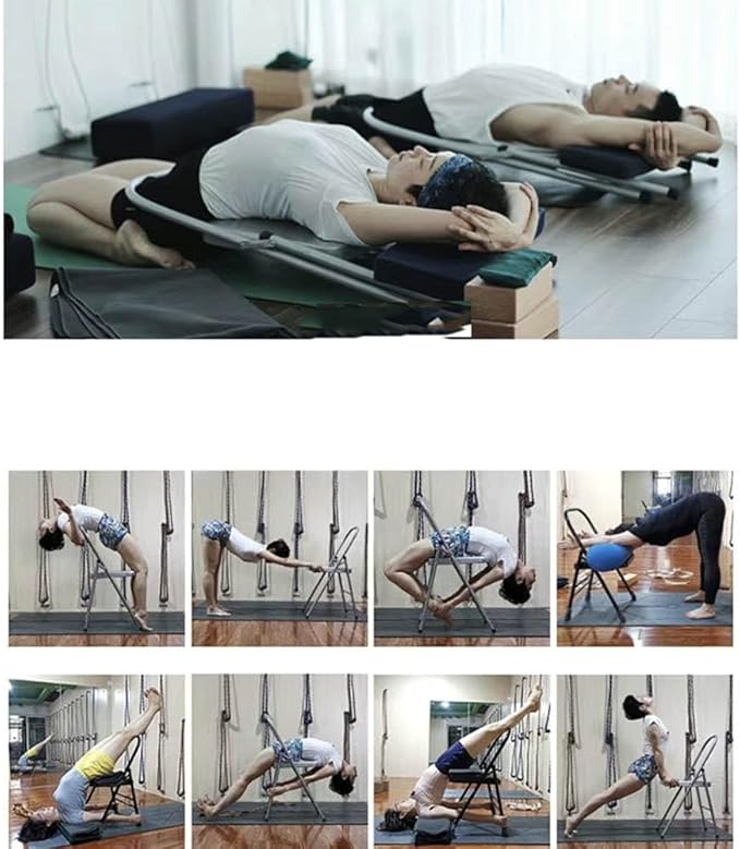 Silver Yoga Chair,Pilates Chair,Yoga Chair Iyengar,Backless Yoga Chair Prop,Foldable and Portable Folding Stools for Yoga,Silver white-82cm×43cm